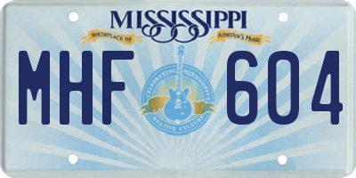 MS license plate MHF604