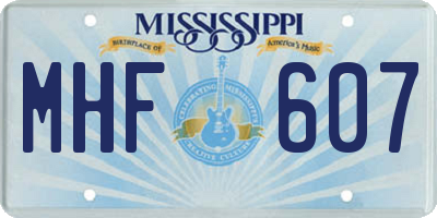 MS license plate MHF607