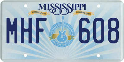 MS license plate MHF608