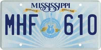 MS license plate MHF610