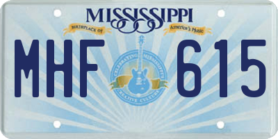 MS license plate MHF615