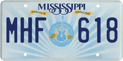MS license plate MHF618