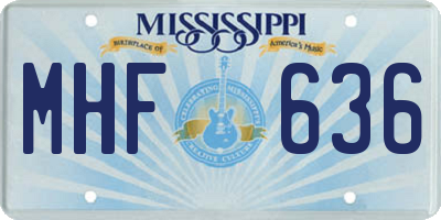 MS license plate MHF636