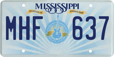 MS license plate MHF637