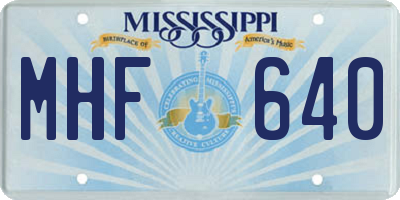 MS license plate MHF640