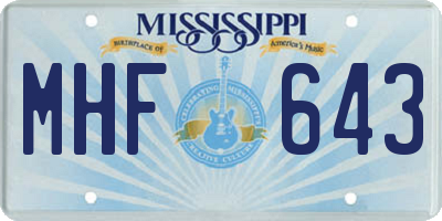MS license plate MHF643