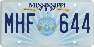 MS license plate MHF644