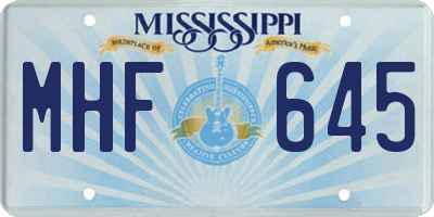 MS license plate MHF645