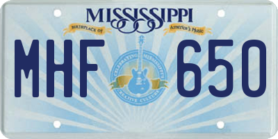 MS license plate MHF650