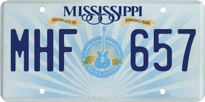 MS license plate MHF657