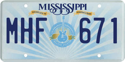 MS license plate MHF671