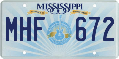 MS license plate MHF672