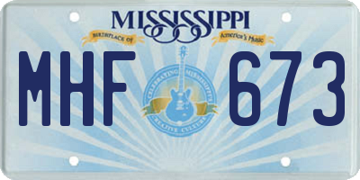 MS license plate MHF673