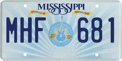 MS license plate MHF681