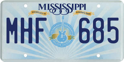 MS license plate MHF685