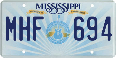 MS license plate MHF694
