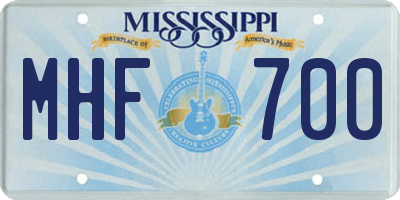 MS license plate MHF700