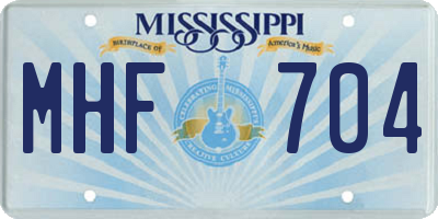 MS license plate MHF704
