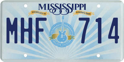 MS license plate MHF714