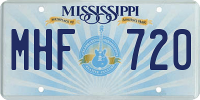 MS license plate MHF720
