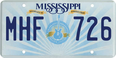 MS license plate MHF726