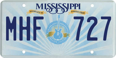 MS license plate MHF727