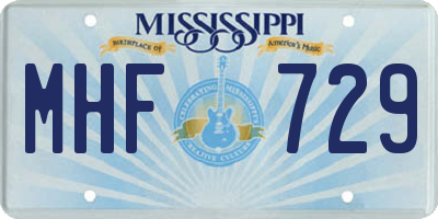 MS license plate MHF729