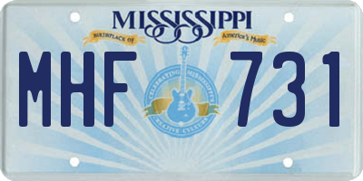 MS license plate MHF731