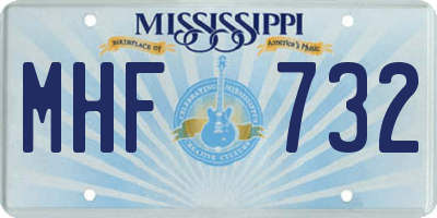 MS license plate MHF732