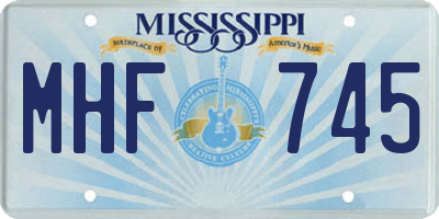MS license plate MHF745