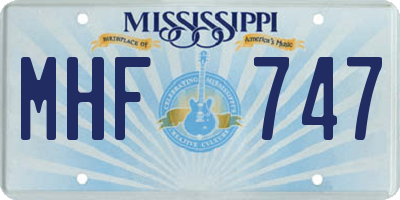 MS license plate MHF747