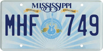 MS license plate MHF749