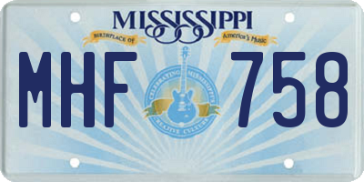 MS license plate MHF758