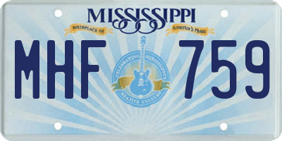 MS license plate MHF759