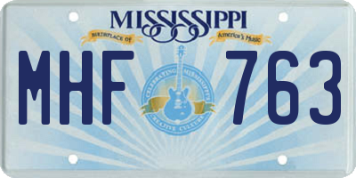 MS license plate MHF763