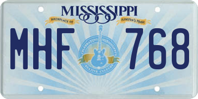 MS license plate MHF768