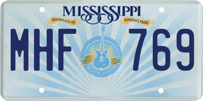 MS license plate MHF769