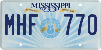 MS license plate MHF770