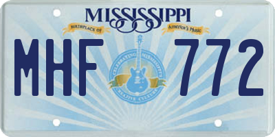 MS license plate MHF772
