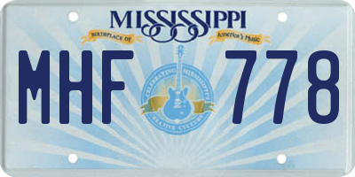 MS license plate MHF778