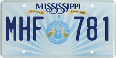MS license plate MHF781