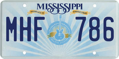 MS license plate MHF786