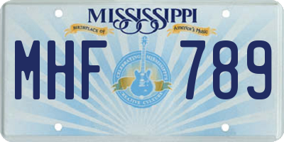 MS license plate MHF789