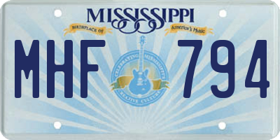 MS license plate MHF794