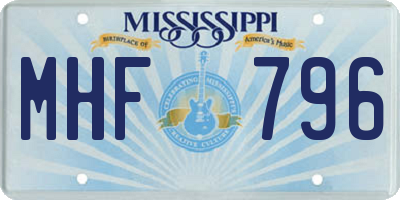 MS license plate MHF796