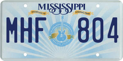 MS license plate MHF804