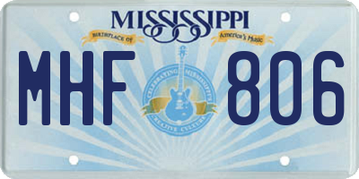 MS license plate MHF806