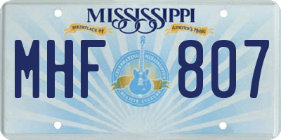 MS license plate MHF807