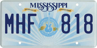 MS license plate MHF818