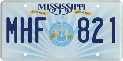MS license plate MHF821